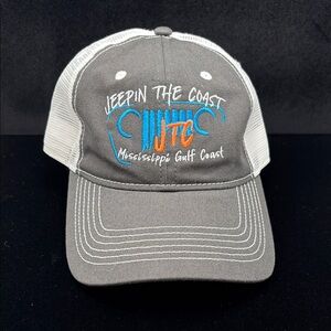 Gray and White Jeepin The Coast Trucker Hat